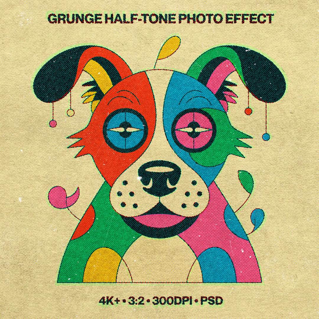 Grunge Half-Tone Print Photo Effect
