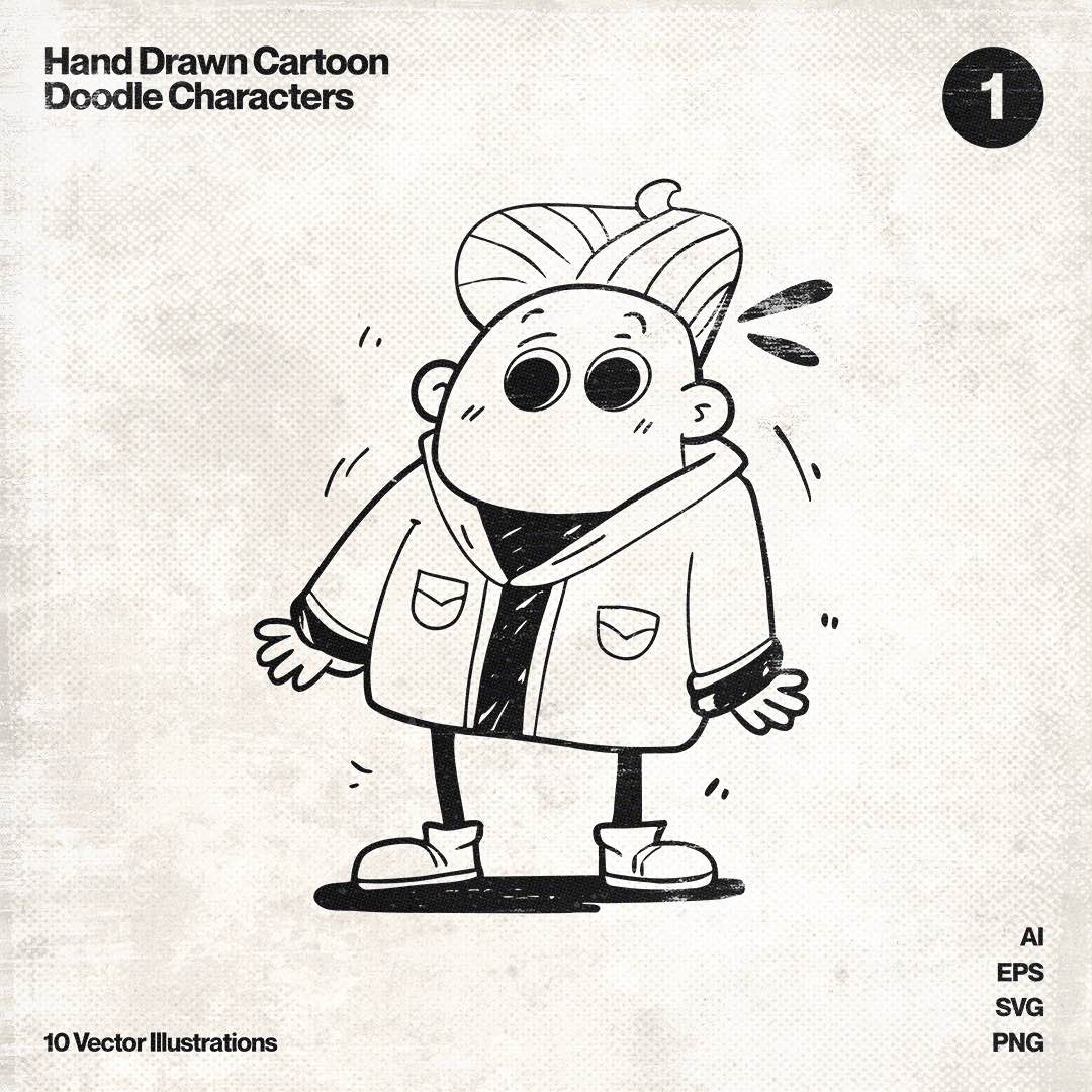 10 Hand Drawn Doodle Characters