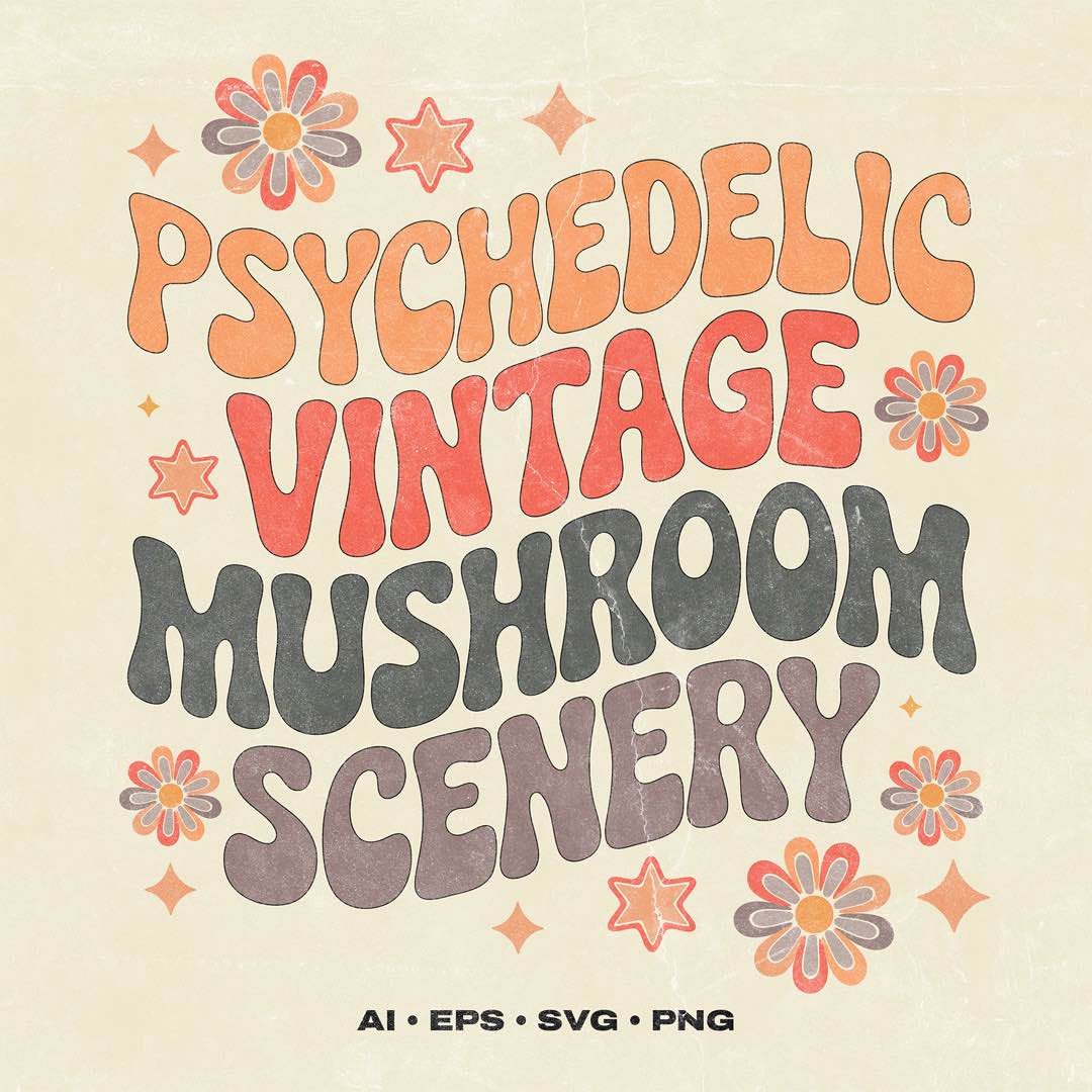 Psychedelic Vintage Mushroom Scenery